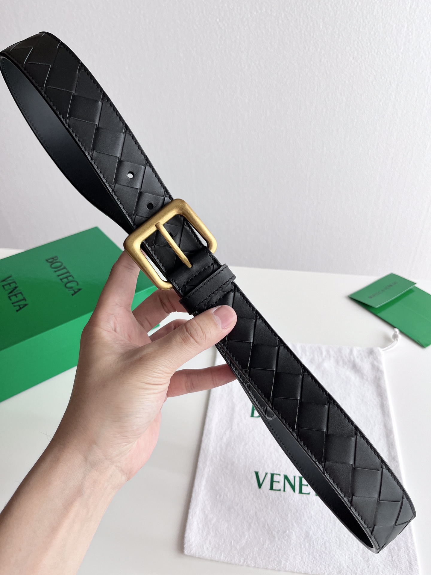 Bv新款男士双面用编织腰带intre