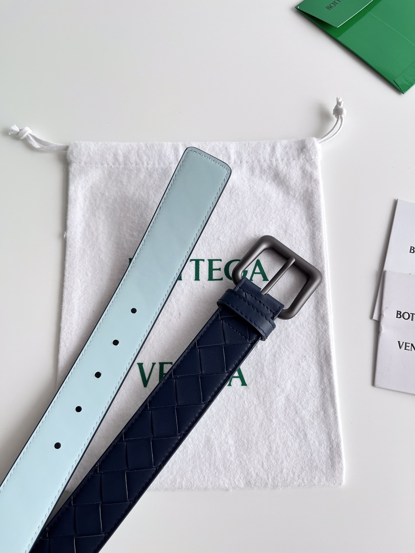 Bv新款男士双面用编织腰带intre