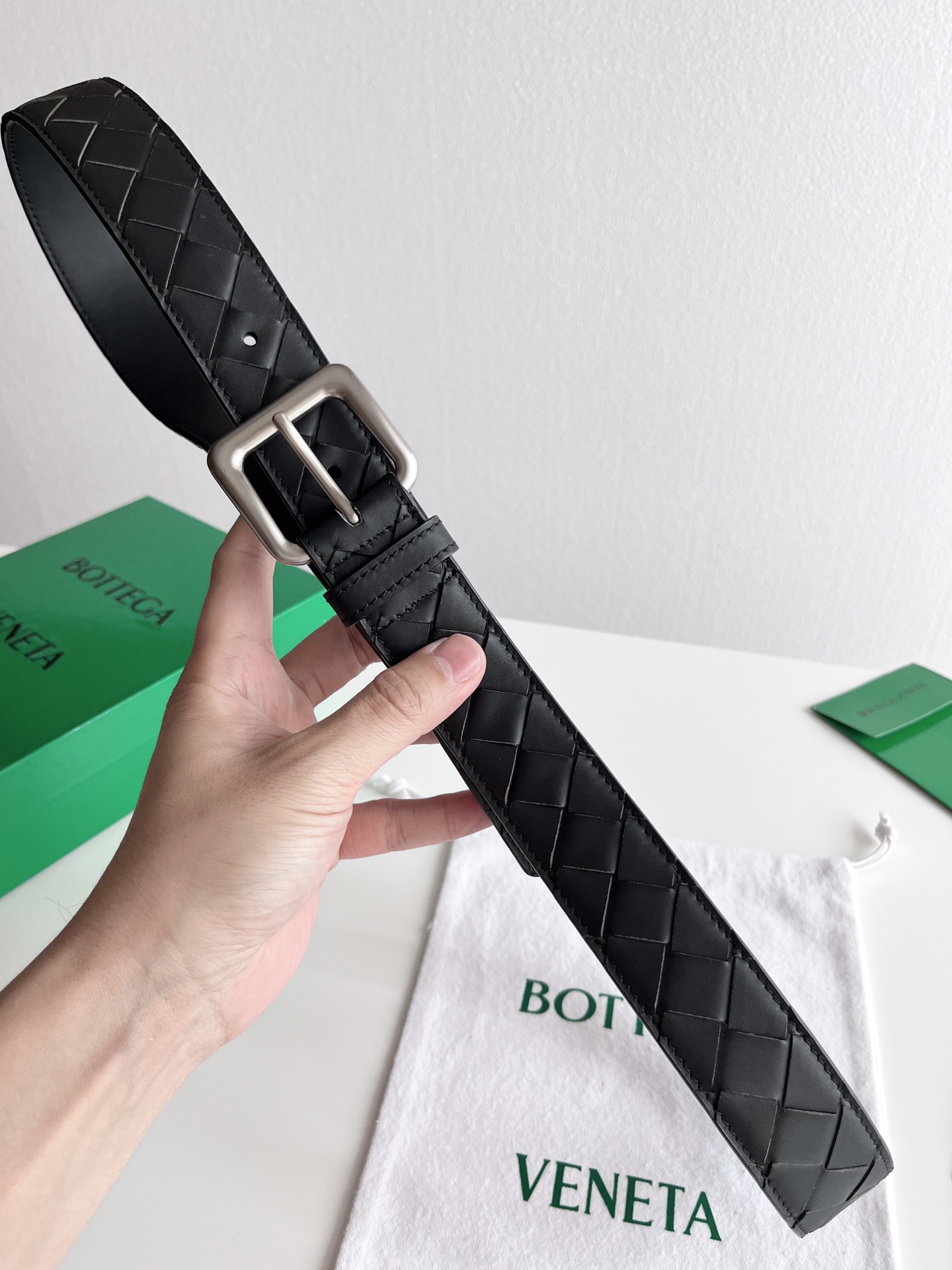 Bv新款男士双面用编织腰带intre