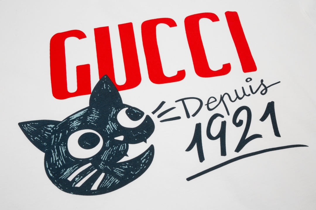 170 GUCCI 新款 1921周年 猫咪图案ogoT恤