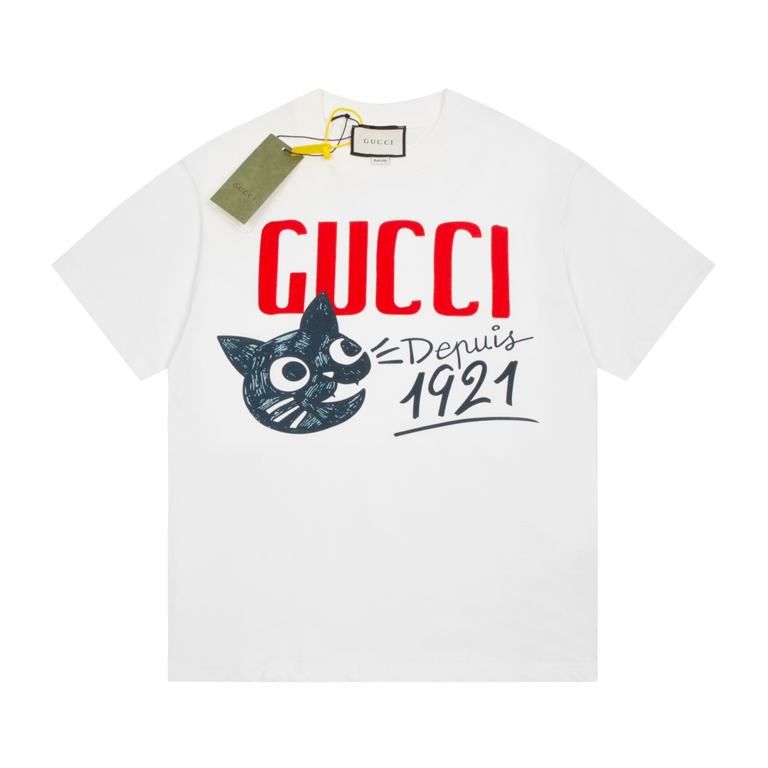 170 GUCCI 新款 1921周年 猫咪图案ogoT恤