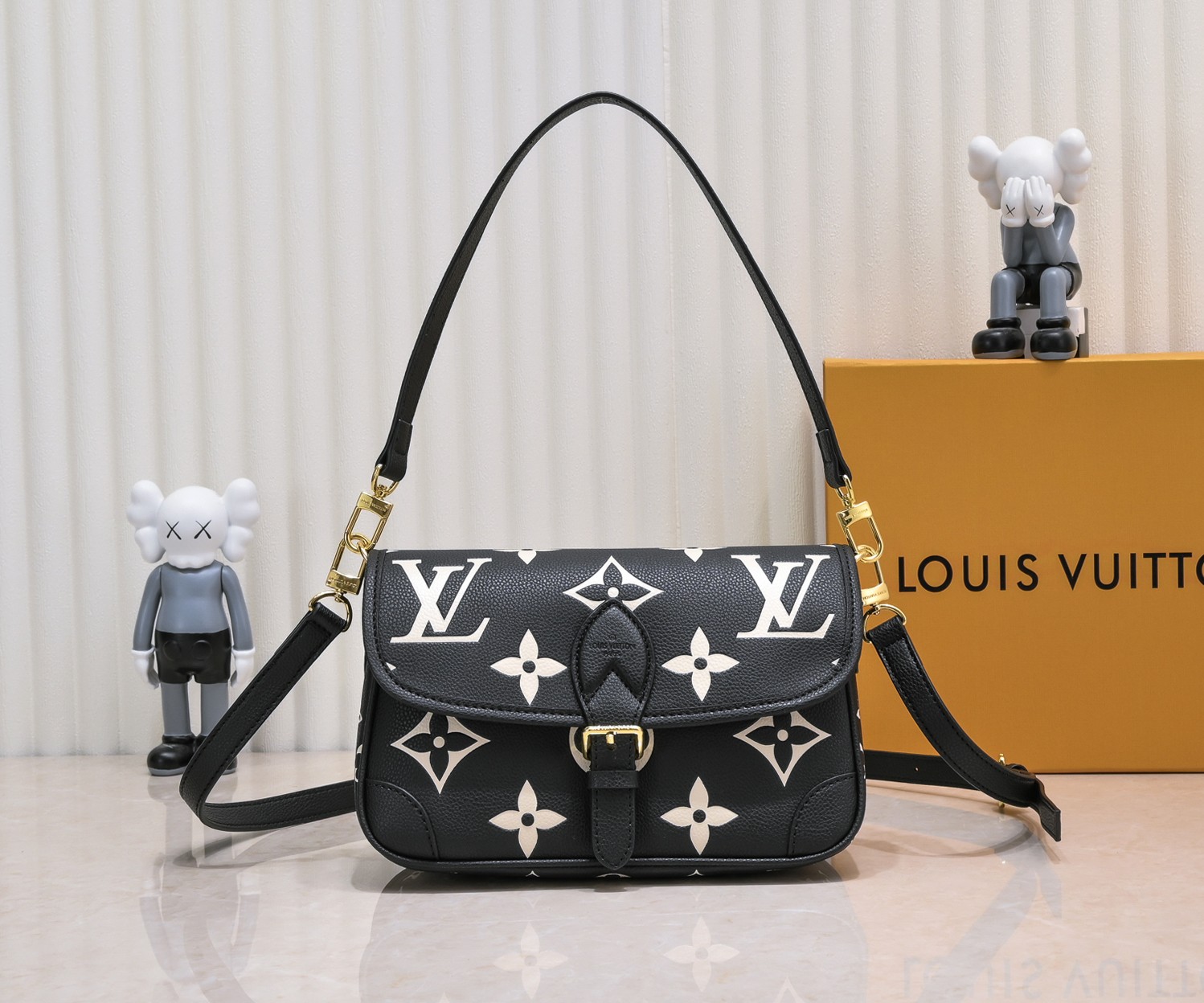 Louis Vuitton LV Diane Handbags Crossbody & Shoulder Bags Black White Empreinte​ Fashion Baguette M46386