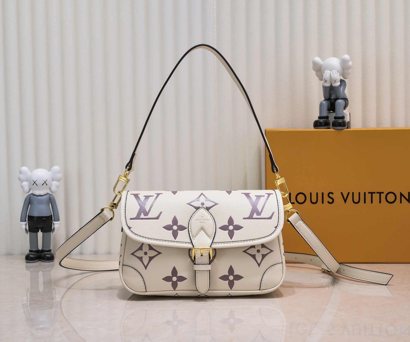 Louis Vuitton LV Diane Replica
 Handbags Crossbody & Shoulder Bags Black White Empreinte​ Fashion Baguette M46386