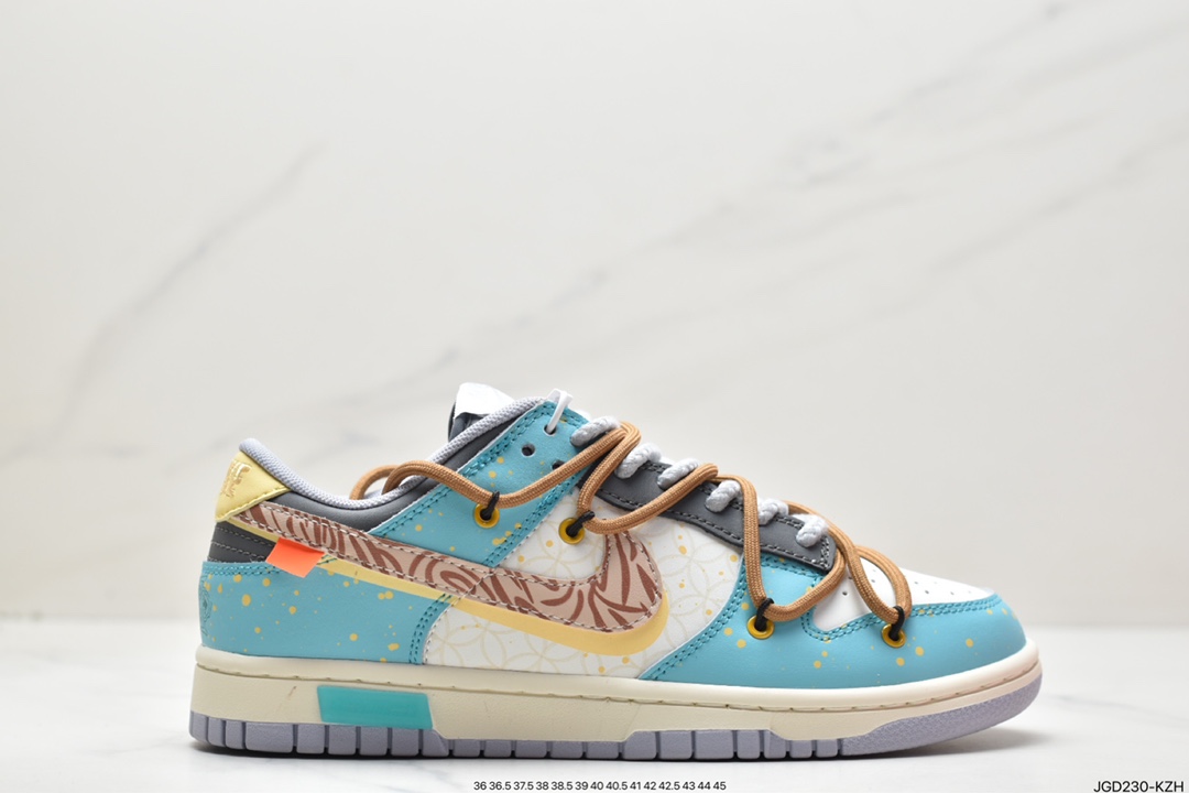 Tie-lace Off-White deconstruction style customization, Nike SB Dunk Low ”Milk White/Pink/Smile” dunk series low-top casual sports skateboard shoes DD1503-121