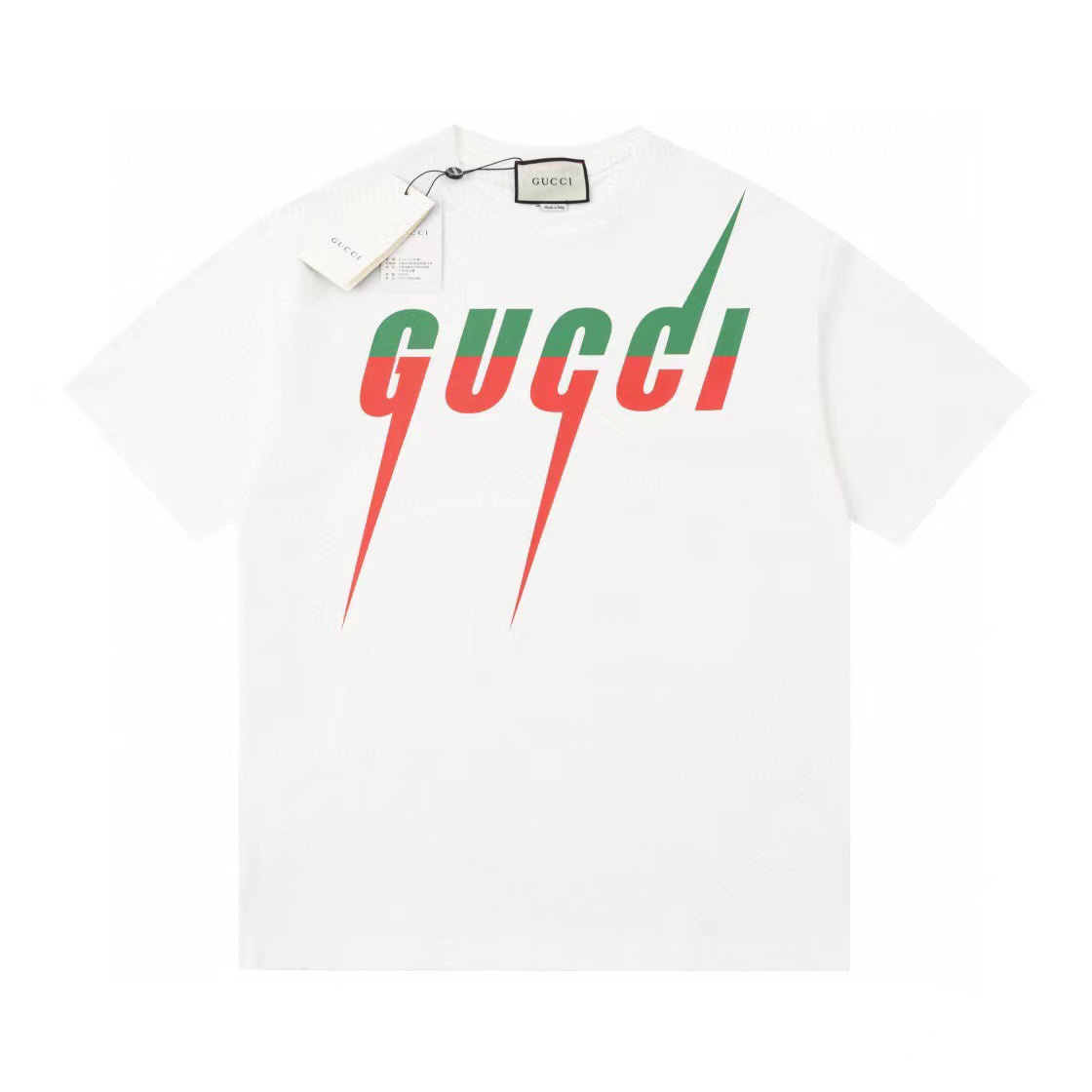 Gucci Ropa Camiseta Verde Rojo Impresión Universal para hombres y mujeres Algodón Manga corta