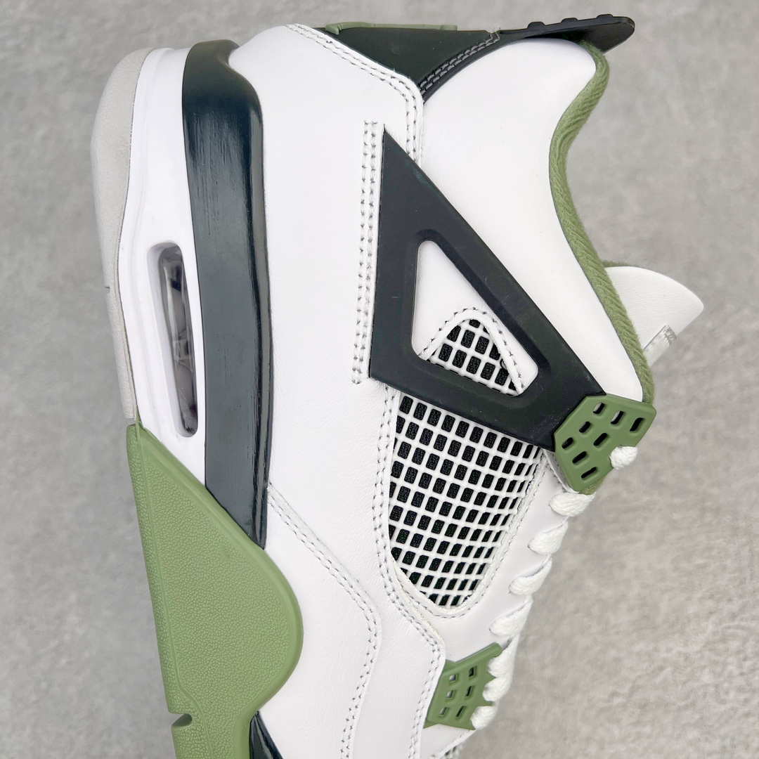 图片[6]-零售💰250 ＃GX/绿X 纯原福利‼Air Jordan AJ4 Retro 海沫绿 AQ9129-103 圈内最强四代 耗时半年巨作 全套原纸板楦头开发 原厂特供皮料加持 确保原汁原味 完美呈现四代版型 一比一鞋头弧度高度鞋身弧度 数据细节工艺流程均保持原鞋一致 原厂TPU网格鞋带扣 正确内里网布 菱角分明不变形无多余毛边 柔软性质感一致于原鞋 市场唯一原厂鞋扣模具 背面可见隐藏注塑口 原厂织唛标 原厂飞人电绣工艺 尾指中部跳三针 独家绑鞋带手法 印刷中底布 四线拉帮 米色美纹纸贴合固定 进口港宝加持 后跟自然饱满 全鞋荧光划线卡点 追求极致完美 每一双都是工艺品 多重QC质检 超越公司货的品控标准 实实在在的免检产品 尺码：40 40.5 41 42 42.5 43 44 44.5 45 45.5 46 47.5 48.5 编码：by2936050-运动鞋