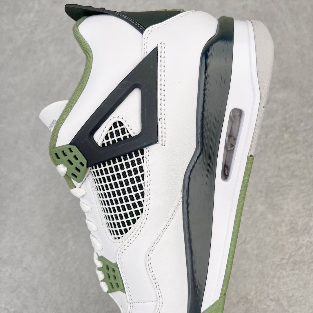 图片[7]-零售💰250 ＃GX/绿X 纯原福利‼Air Jordan AJ4 Retro 海沫绿 AQ9129-103 圈内最强四代 耗时半年巨作 全套原纸板楦头开发 原厂特供皮料加持 确保原汁原味 完美呈现四代版型 一比一鞋头弧度高度鞋身弧度 数据细节工艺流程均保持原鞋一致 原厂TPU网格鞋带扣 正确内里网布 菱角分明不变形无多余毛边 柔软性质感一致于原鞋 市场唯一原厂鞋扣模具 背面可见隐藏注塑口 原厂织唛标 原厂飞人电绣工艺 尾指中部跳三针 独家绑鞋带手法 印刷中底布 四线拉帮 米色美纹纸贴合固定 进口港宝加持 后跟自然饱满 全鞋荧光划线卡点 追求极致完美 每一双都是工艺品 多重QC质检 超越公司货的品控标准 实实在在的免检产品 尺码：40 40.5 41 42 42.5 43 44 44.5 45 45.5 46 47.5 48.5 编码：by2936050-运动鞋