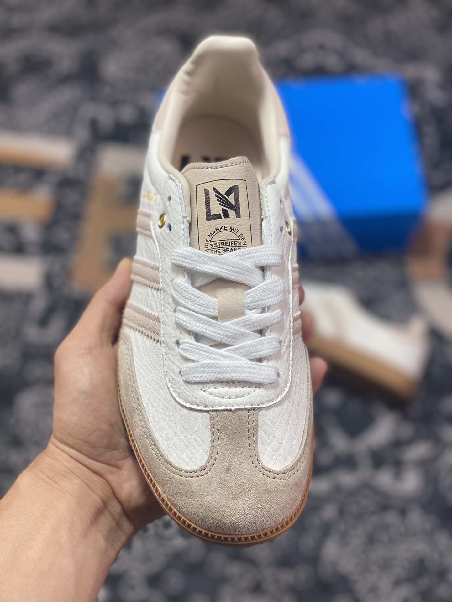 Adidas Originals Samba OG ”Heart of Gold Samba” Samba dance shoes ”Jointly-branded off-white and light brown raw rubber sole” GV8358