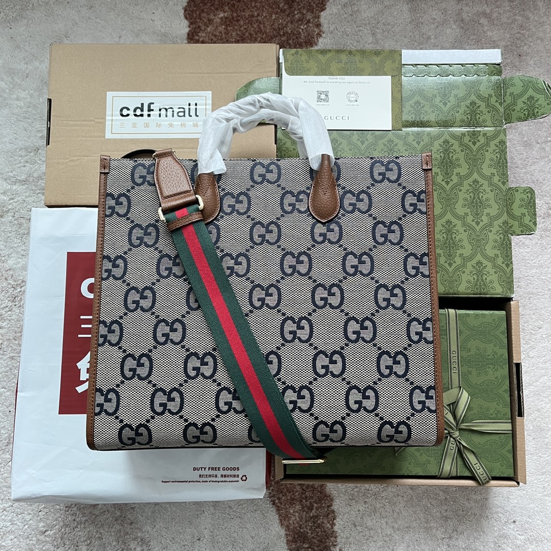 GUCCI Tote Bag Double G Pattern Handbag