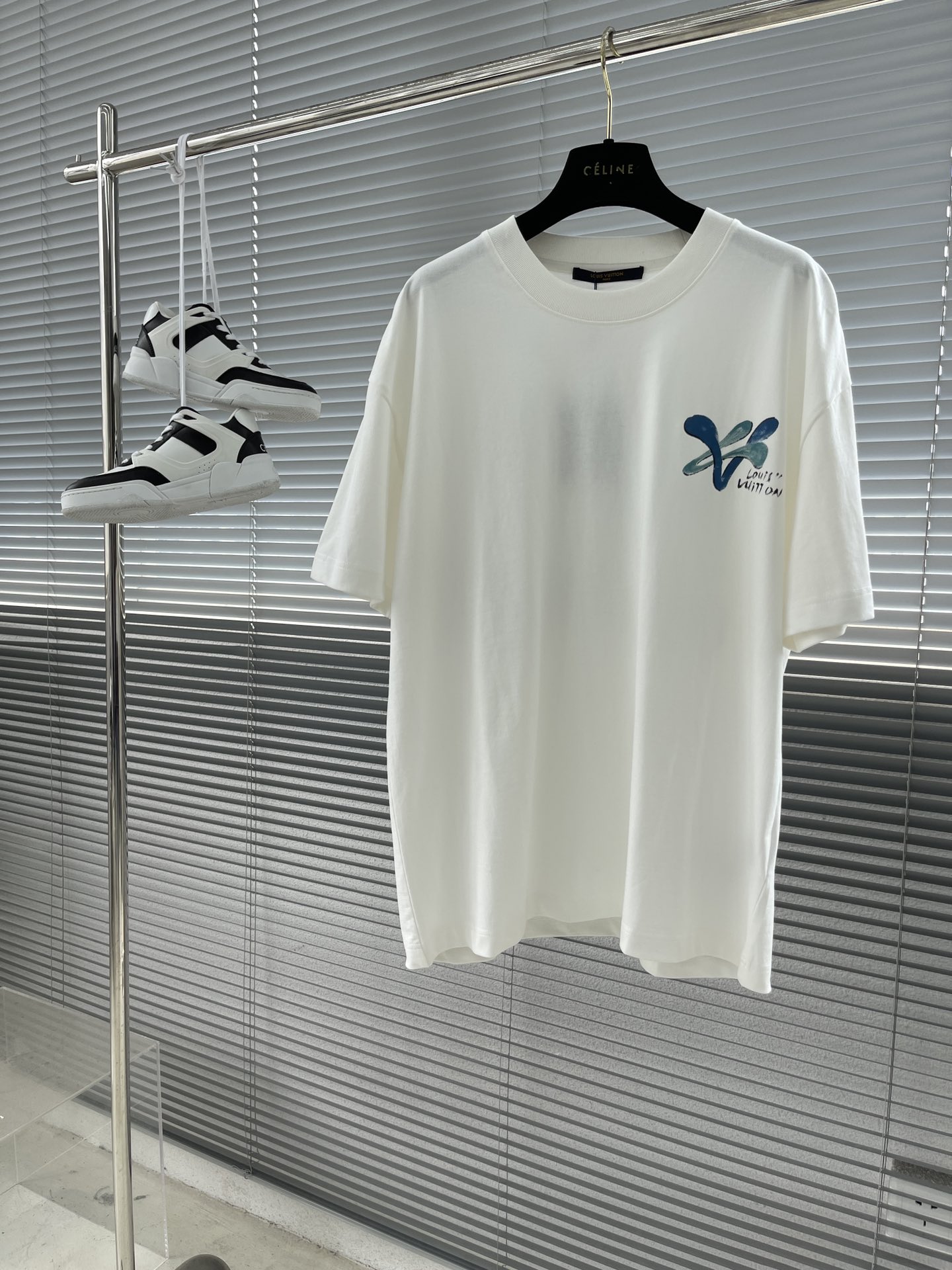 Louis Vuitton Clothing T-Shirt Black Doodle White Unisex Cotton Summer Collection Fashion Short Sleeve