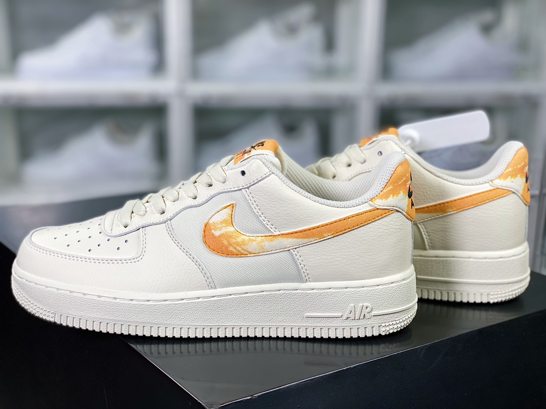 Air Force 1'07 Low ”Milky White/Cream/Gum” Air Force One sneakers ”Linen Beige Yellow Tie-Dye Hook” FN3419-100