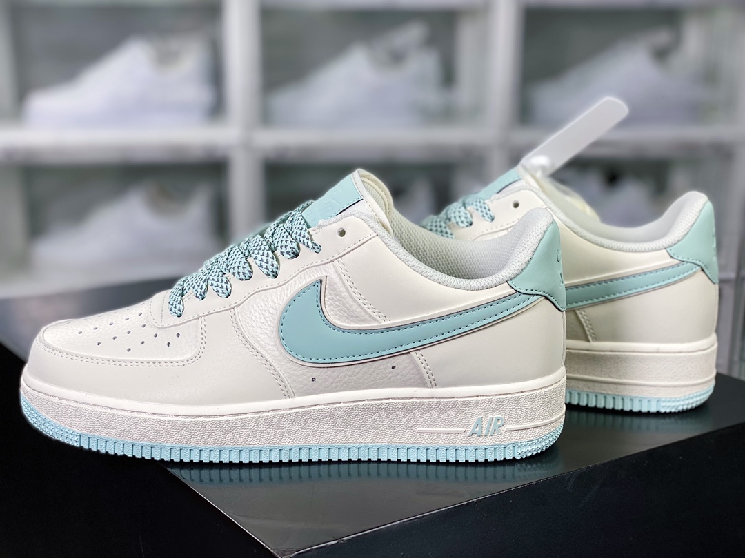 Air Force 1'07 Low ”Beige White/Grey Reflective” Air Force One classic low-top sneakers ”Leather beige gray blue 3M reflective hook” GL6835-011