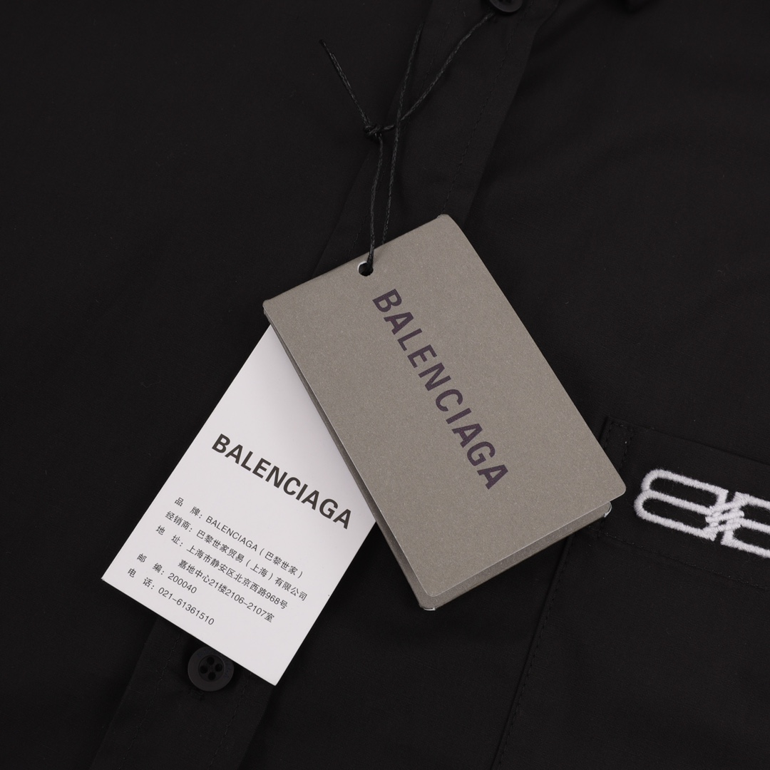 Balenciaga/巴黎世家 刺绣双B锁扣短袖衬衫