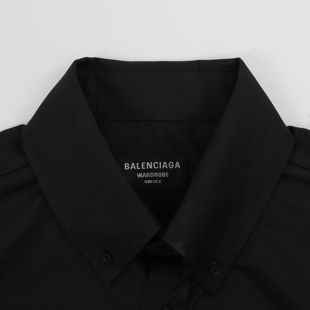 Balenciaga/巴黎世家 刺绣双B锁扣短袖衬衫