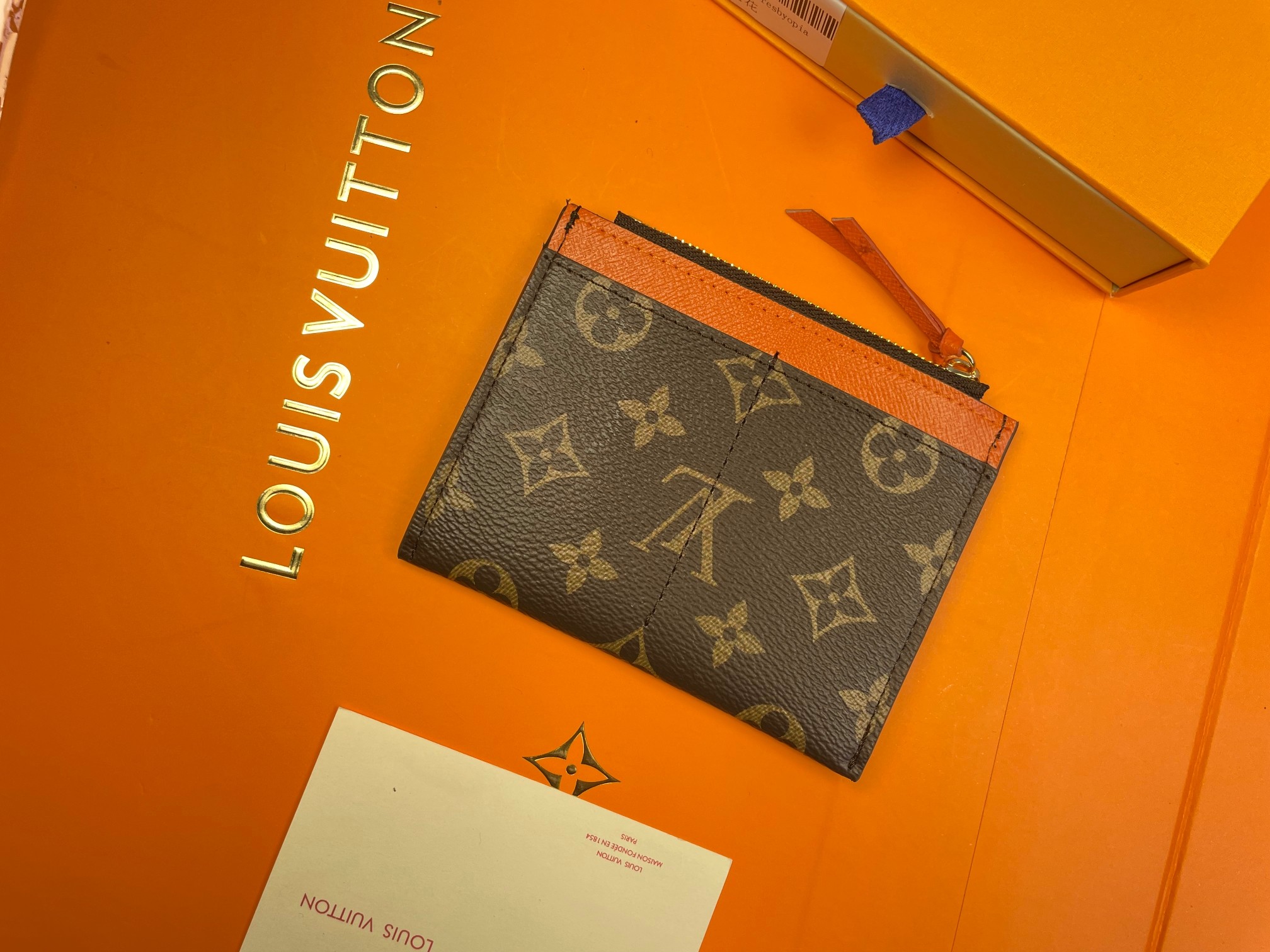 Interior view of the leather card holder