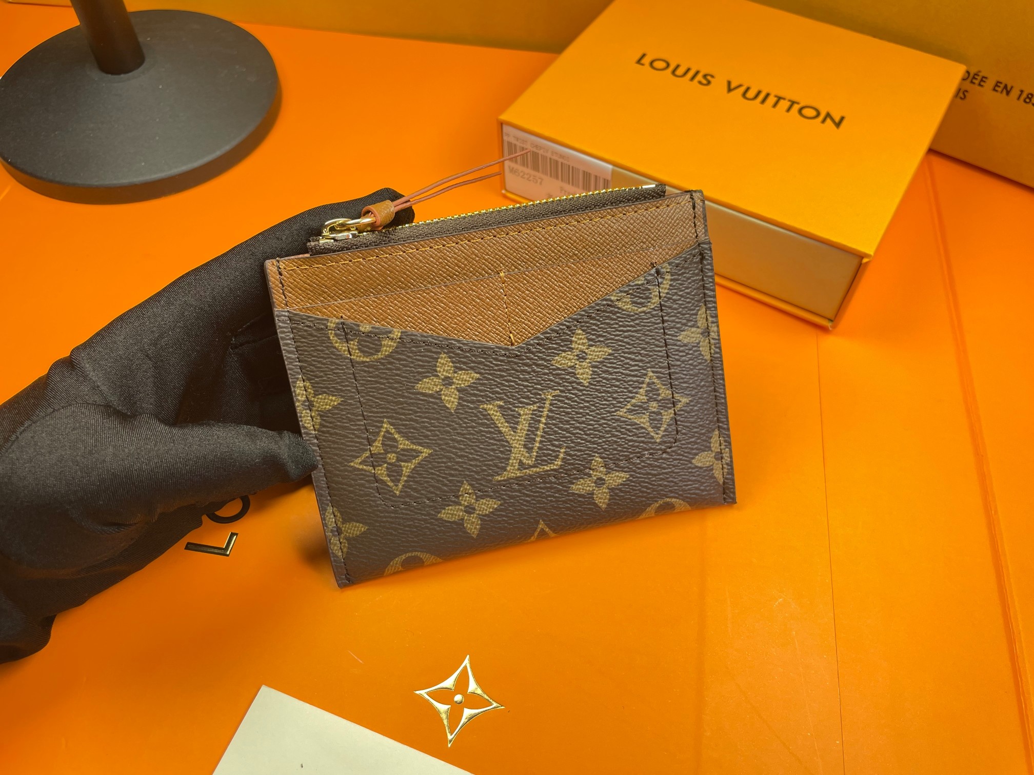 Leather card holder close up texture