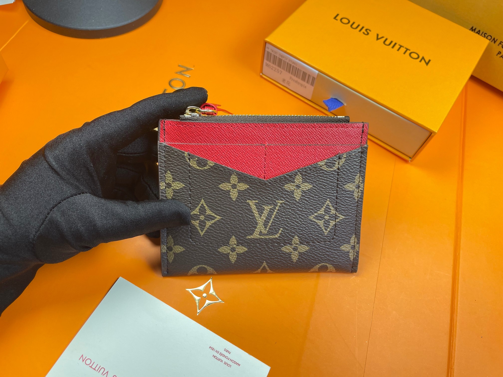 Leather card holder close-up texture