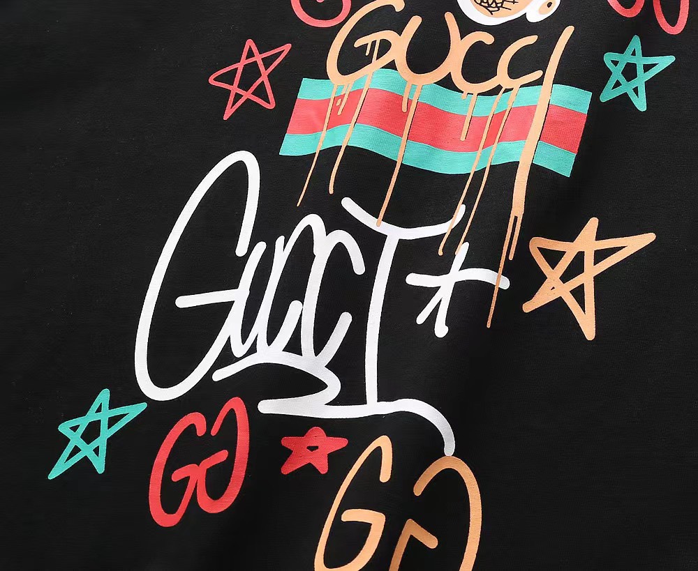 古驰/Gucci 夏季新款 限定跳遥字母圆领短袖T恤