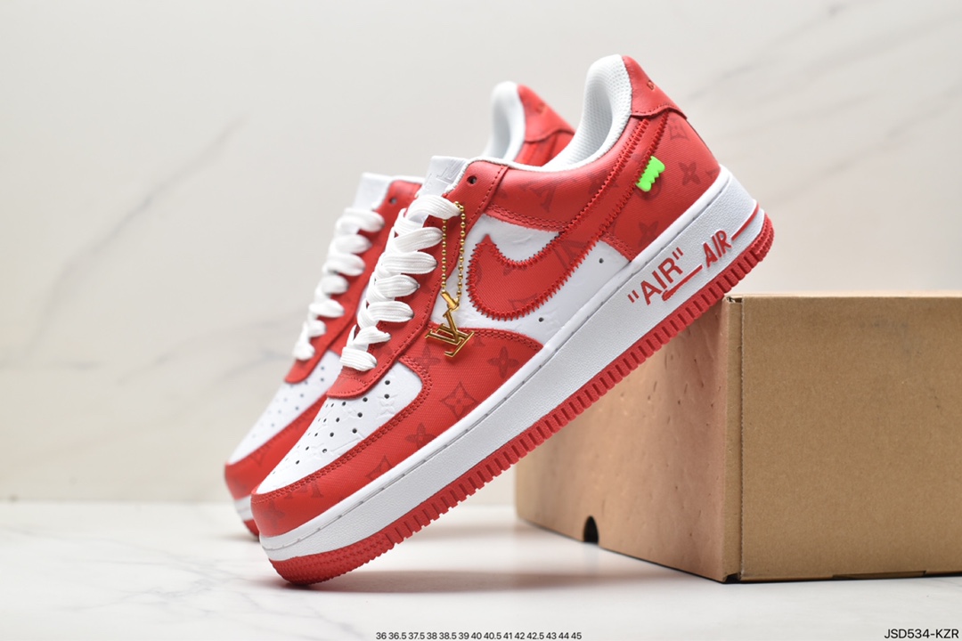 LV x Air Force 1 Low joint white and orange print IA9VA7