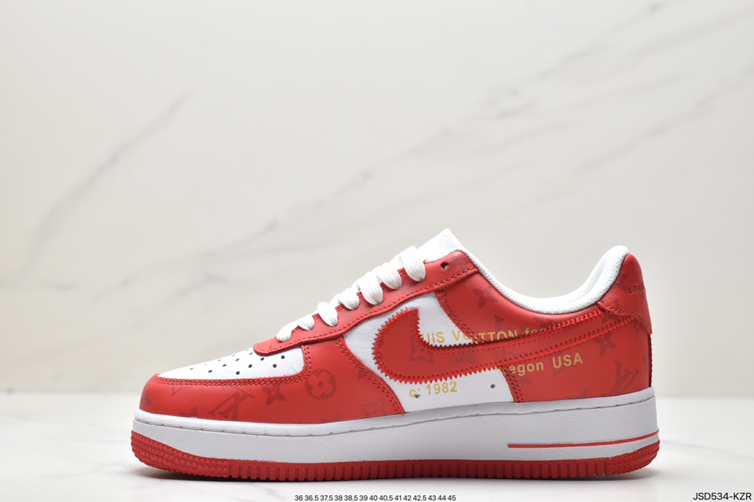 LV x Air Force 1 Low joint white and orange print IA9VA7