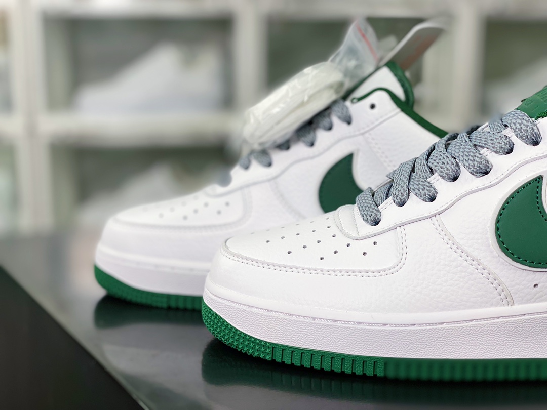 Air Force 1'07 Low ”Beige White/Dark Green/Reflective” Air Force One classic low-top sneakers ”Leather White Dark Green 3M Reflective Overlap Hook” LS0216-028