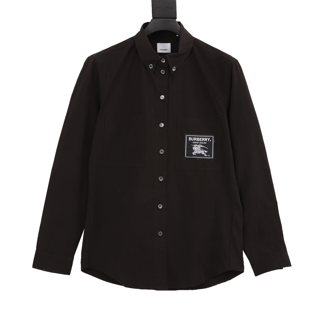 Elegido localmente, camisa Burberry con parche en el pecho, manga larga, la camisa a rayas clásica más representativa d…