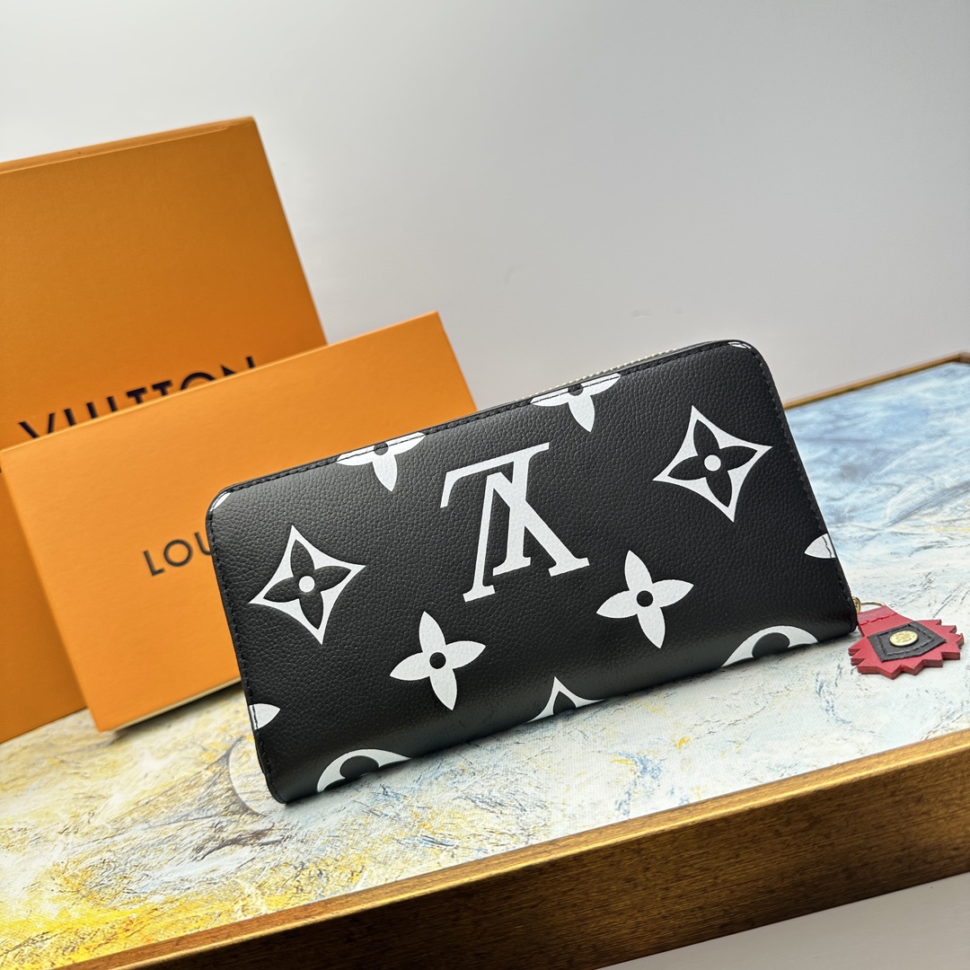 Interior view of long leather wallet with card slots