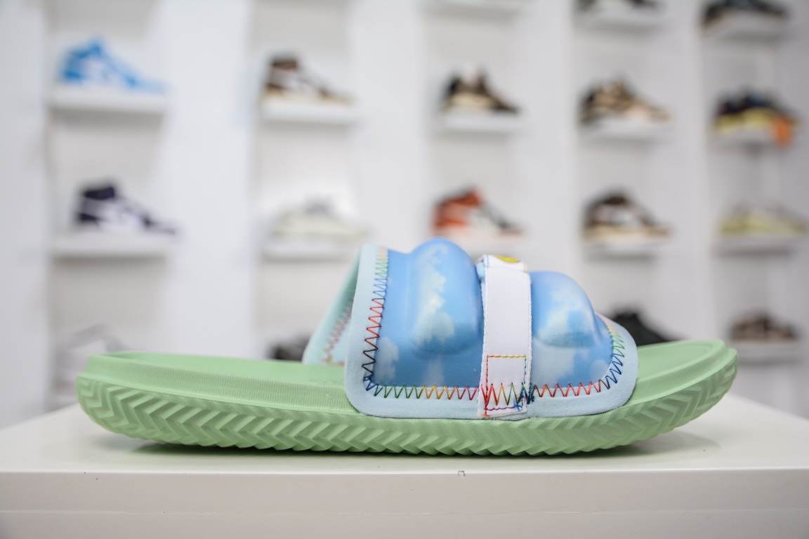 J Balvin x Air Jordan Super Play Slide SP AJ2 joint blue and green luminous sports slippers DR1330-413