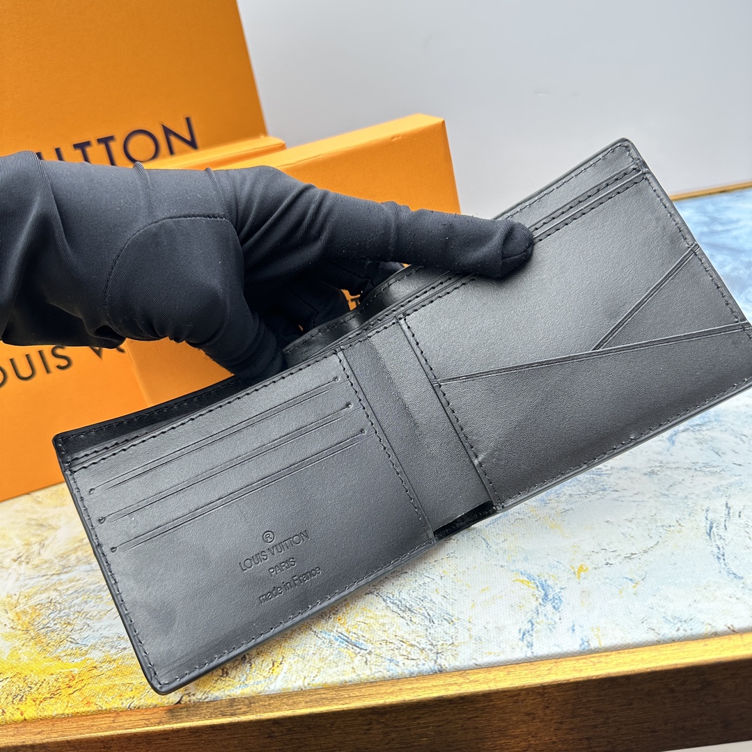 Premium leather bifold wallet stitching detail