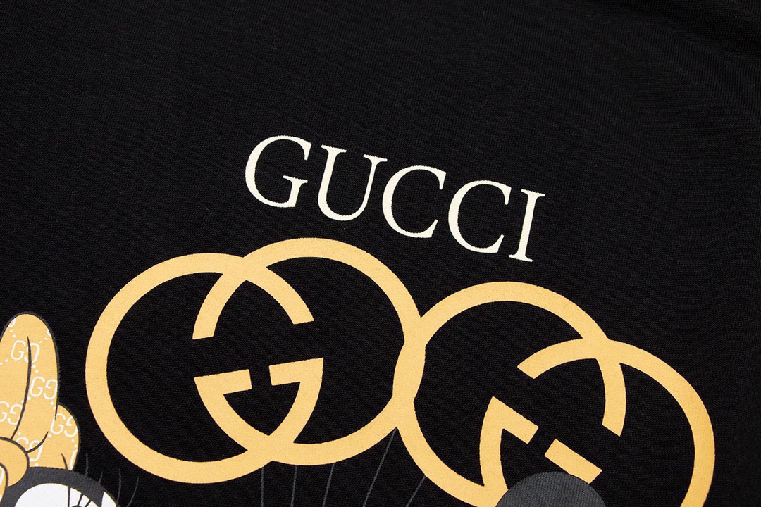 170 古驰/Gucci 夏季新款 卡通金色米奇印花圆领短袖