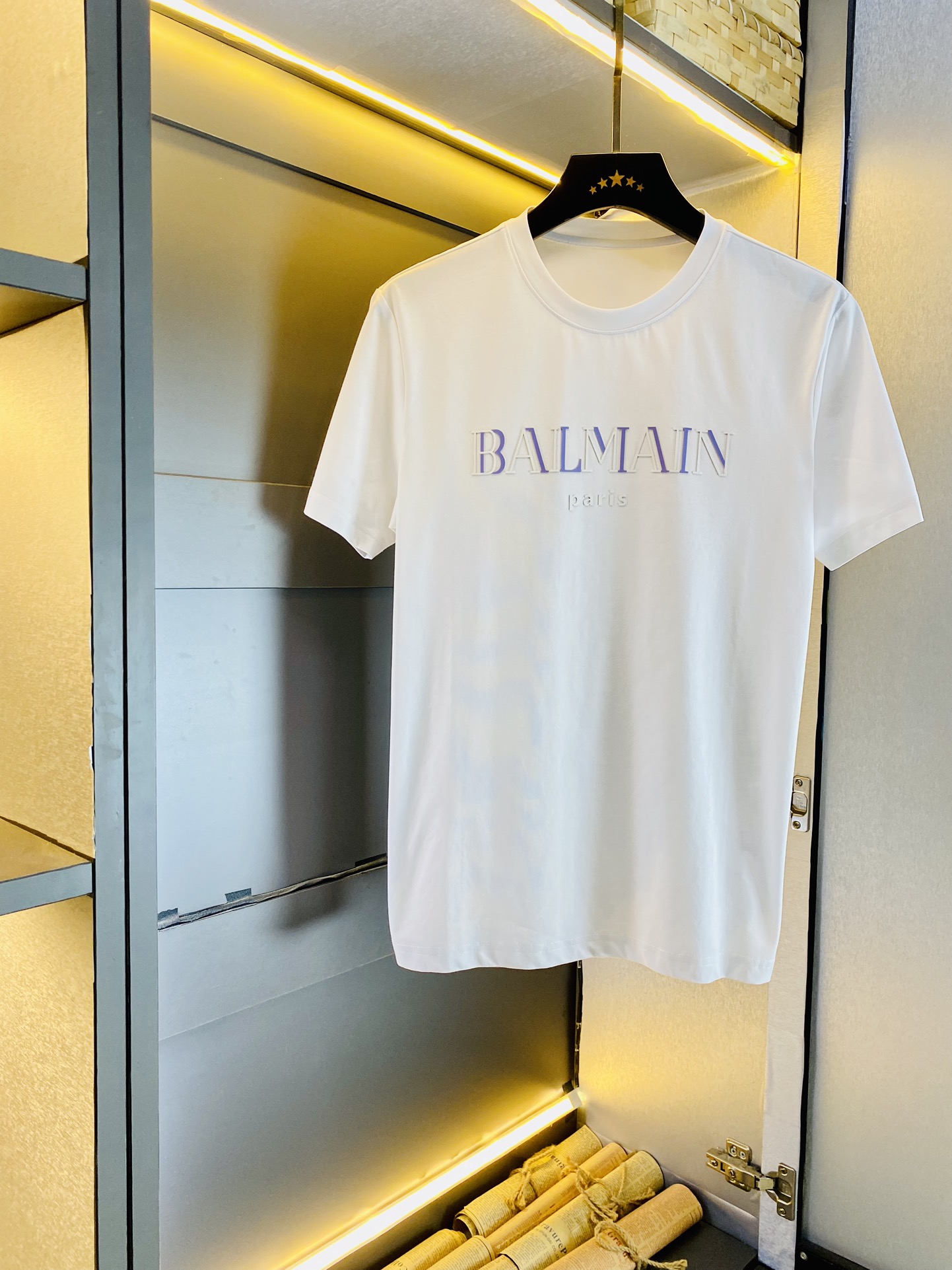 Balmain Kleidung T-Shirt Replcia billig
 Unisex Baumwolle Mercerisierte Kurzarm