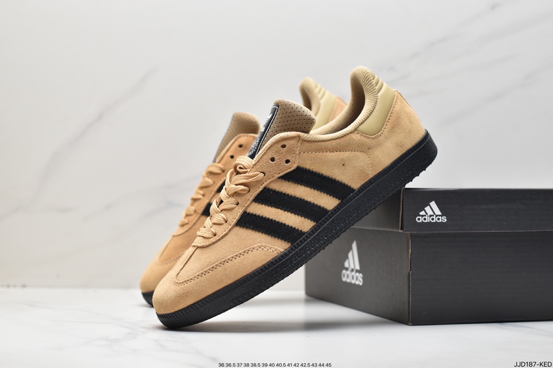 130 Adidas Originals Handball SPZL 手球运动员板鞋“麂皮米白黑焦糖底” DB3021