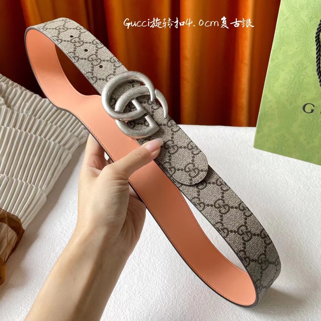 Gucci新品一面新款杏色pvc印花
