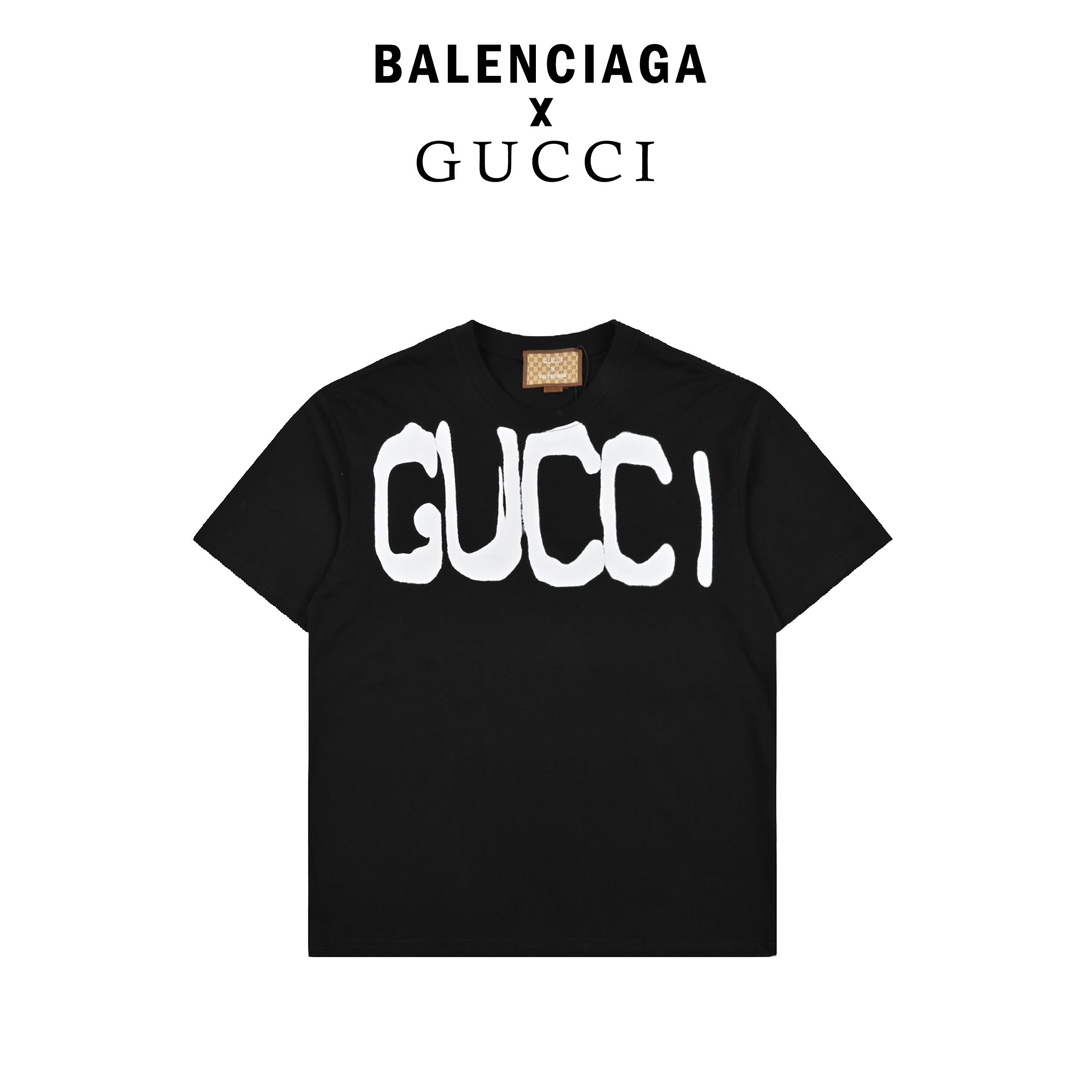 160 Gucci & Balanciaga 22ss 联名款涂鸦字母印花短袖