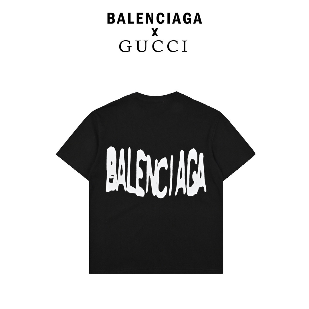 160 Gucci & Balanciaga 22ss 联名款涂鸦字母印花短袖