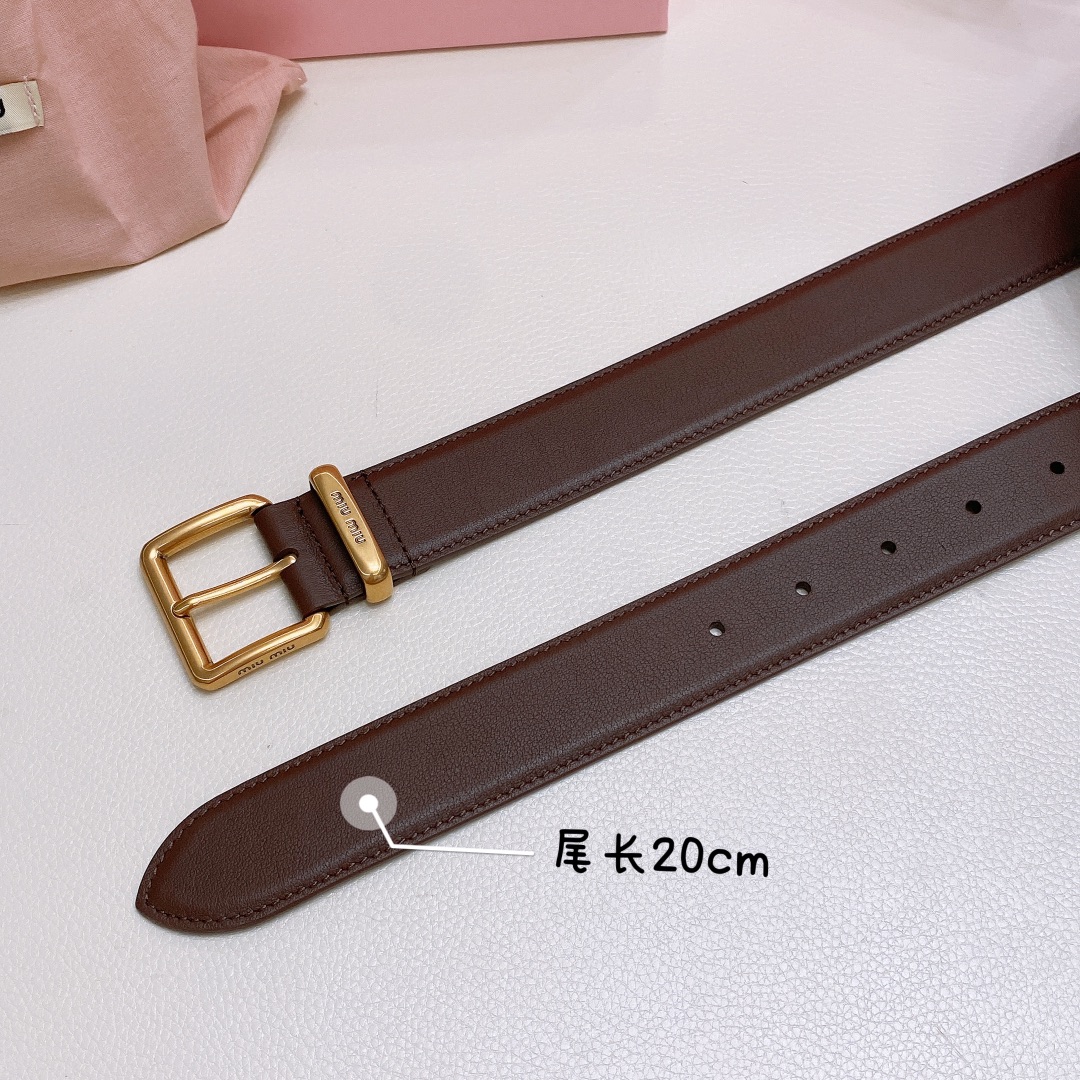 咖啡色miumiu23金属搭扣.腰带