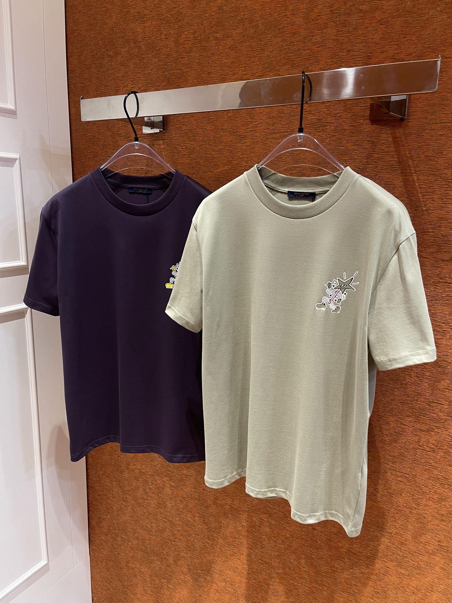 Louis Vuitton Clothing T-Shirt Apricot Color Purple Printing Unisex Combed Cotton Summer Collection Short Sleeve