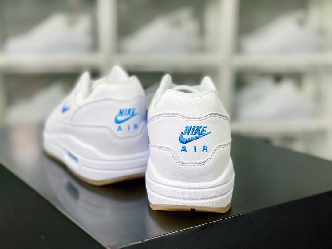 240  Air Max 1 Premium”Jewel/White/Black”初代复古气垫慢跑鞋“皮革蓝白小钩”918354-100