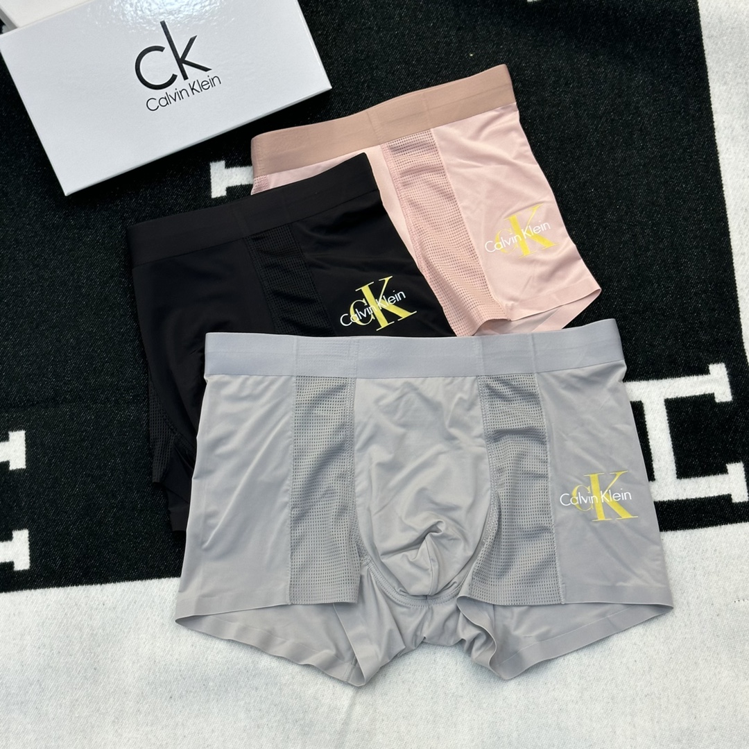 ꫛꫀꪝGo新品CK/CalvinKlein独家首发最新版新品无痕冰丝面料平角内裤礼盒装无感男士内裤！礼盒