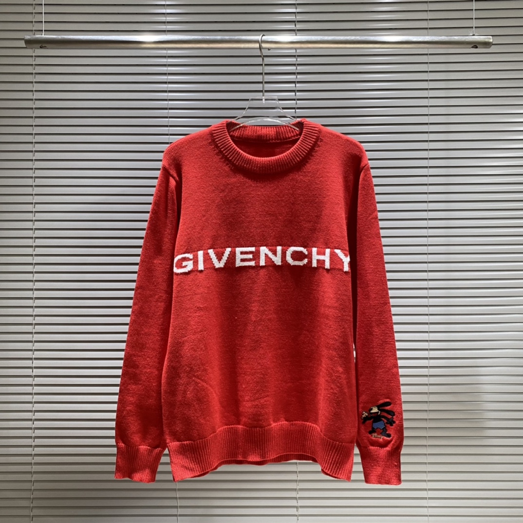GI Jijia×Disney Mickey suéter de cuello redondo bordado en jacquard Color: Rojo Talla: S M L XL XXL