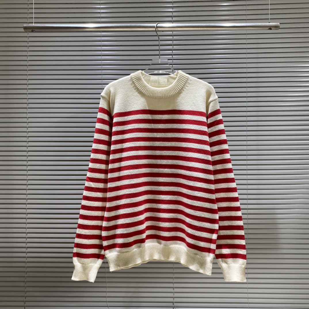 Suéter de cuello redondo GU con jacquard de letras y rayas, colores: azul, albaricoque, tallas: S M L XL XXL
