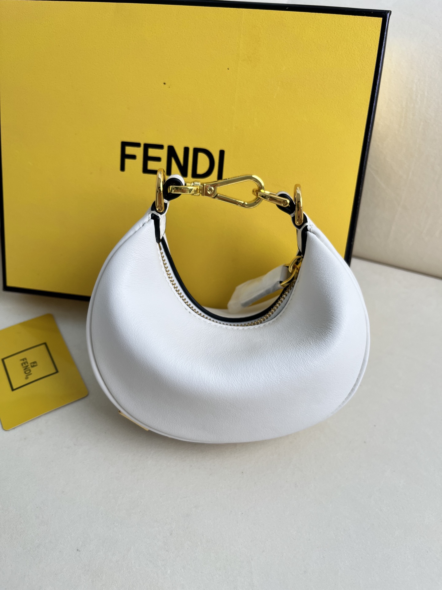 Fendi Fendipraphy White Small Crescent Shoulder Bag - Stylish and Compact 1 i1682929532 3987 0