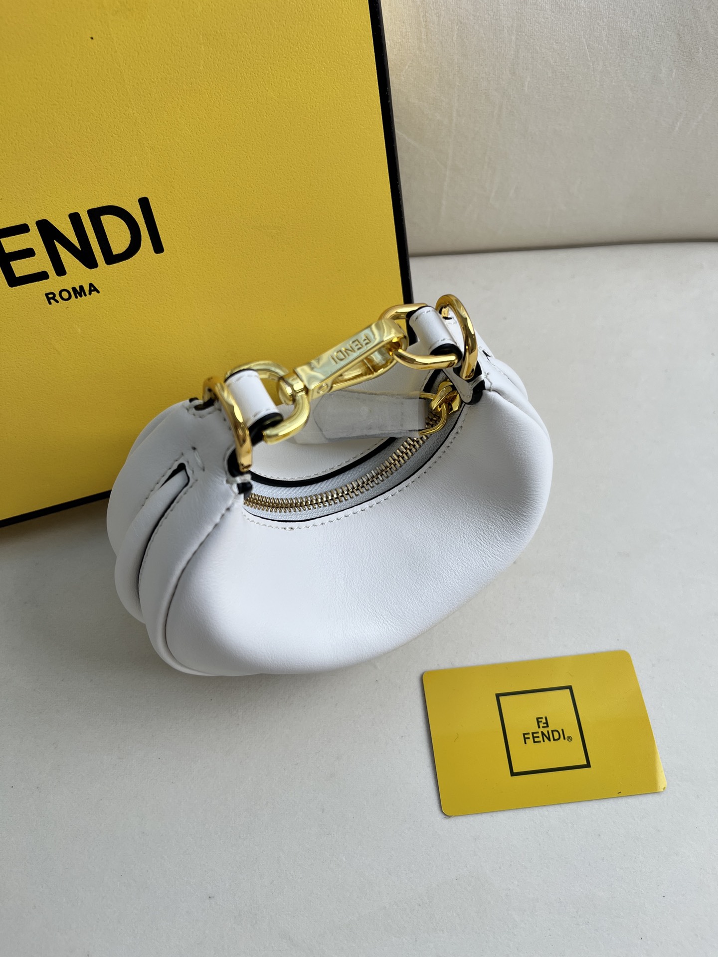 Fendi Fendipraphy White Small Crescent Shoulder Bag - Stylish and Compact 3 i1682929532 7188 2