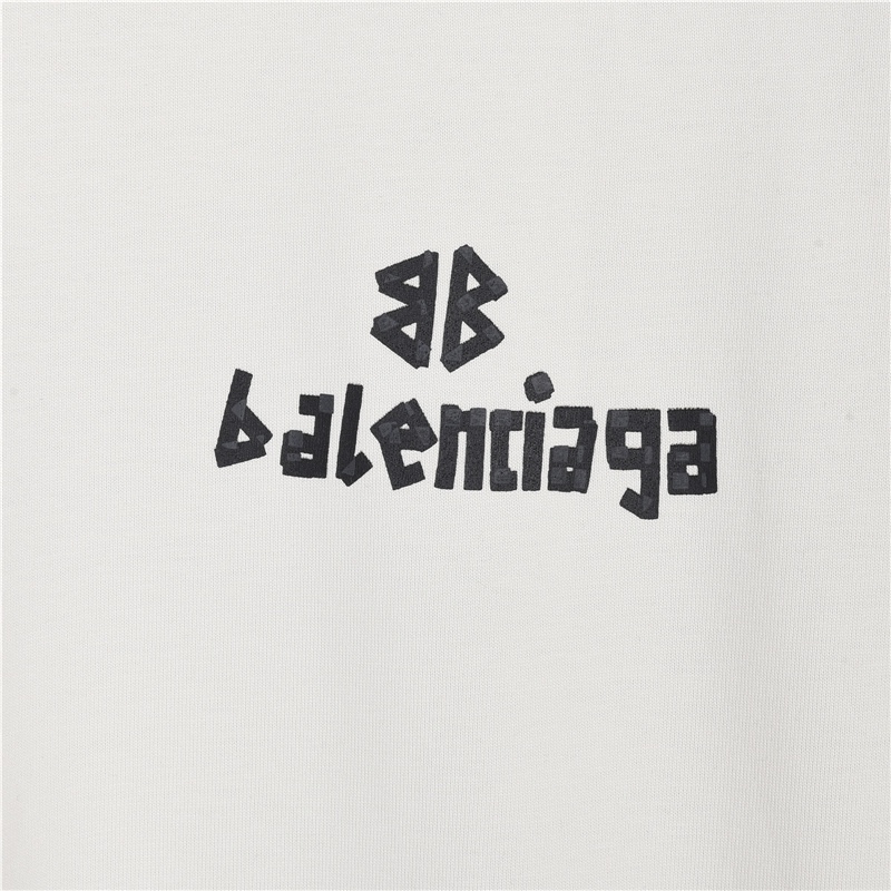 170 Balenciaga/巴黎世家 23ss 扭曲字母Logo印花短袖T恤