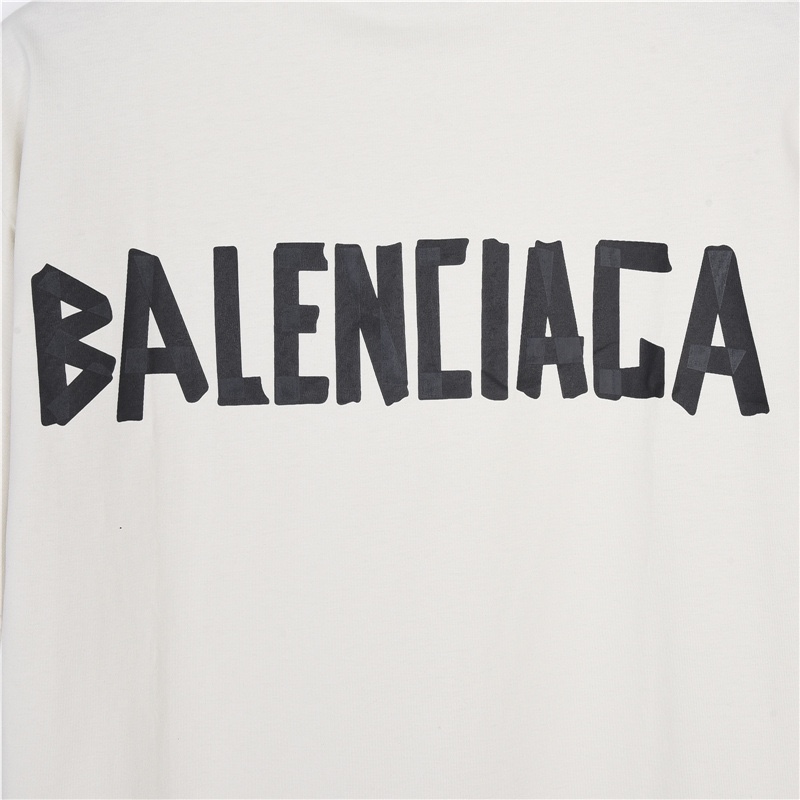 170 Balenciaga/巴黎世家 23ss 扭曲字母Logo印花短袖T恤