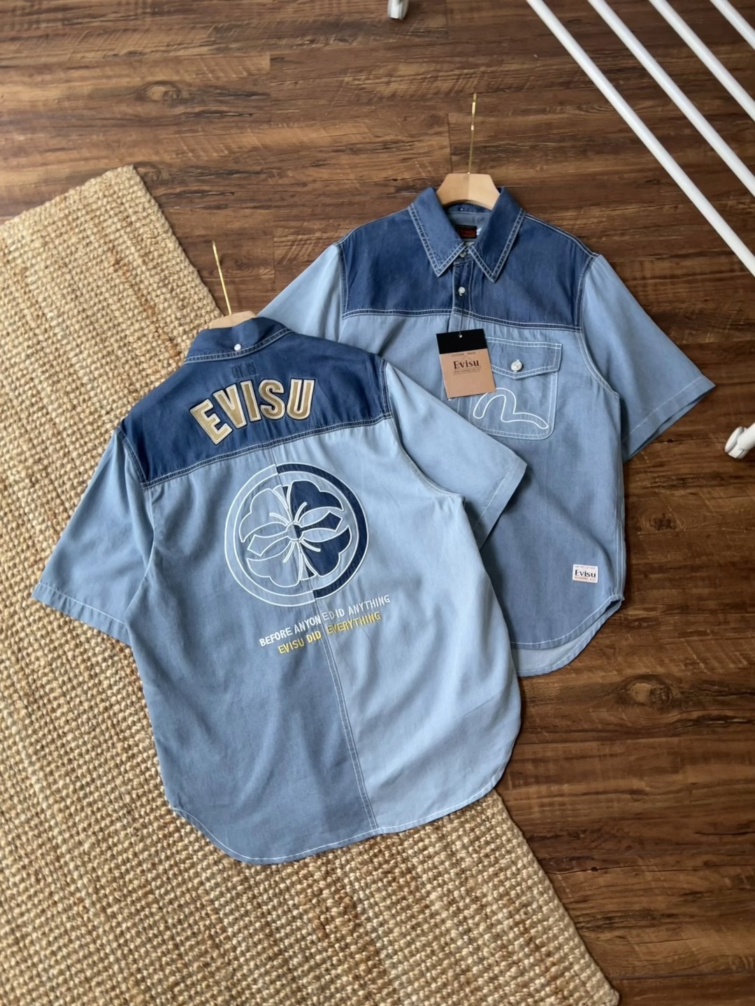 Evisu Kleding Overhemden T-Shirt Borduurwerk Mannen Zomercollectie Korte mouw