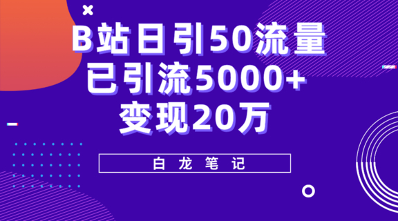 【网赚上新】011.B站日引50流量，实战已引5000+，变现20万