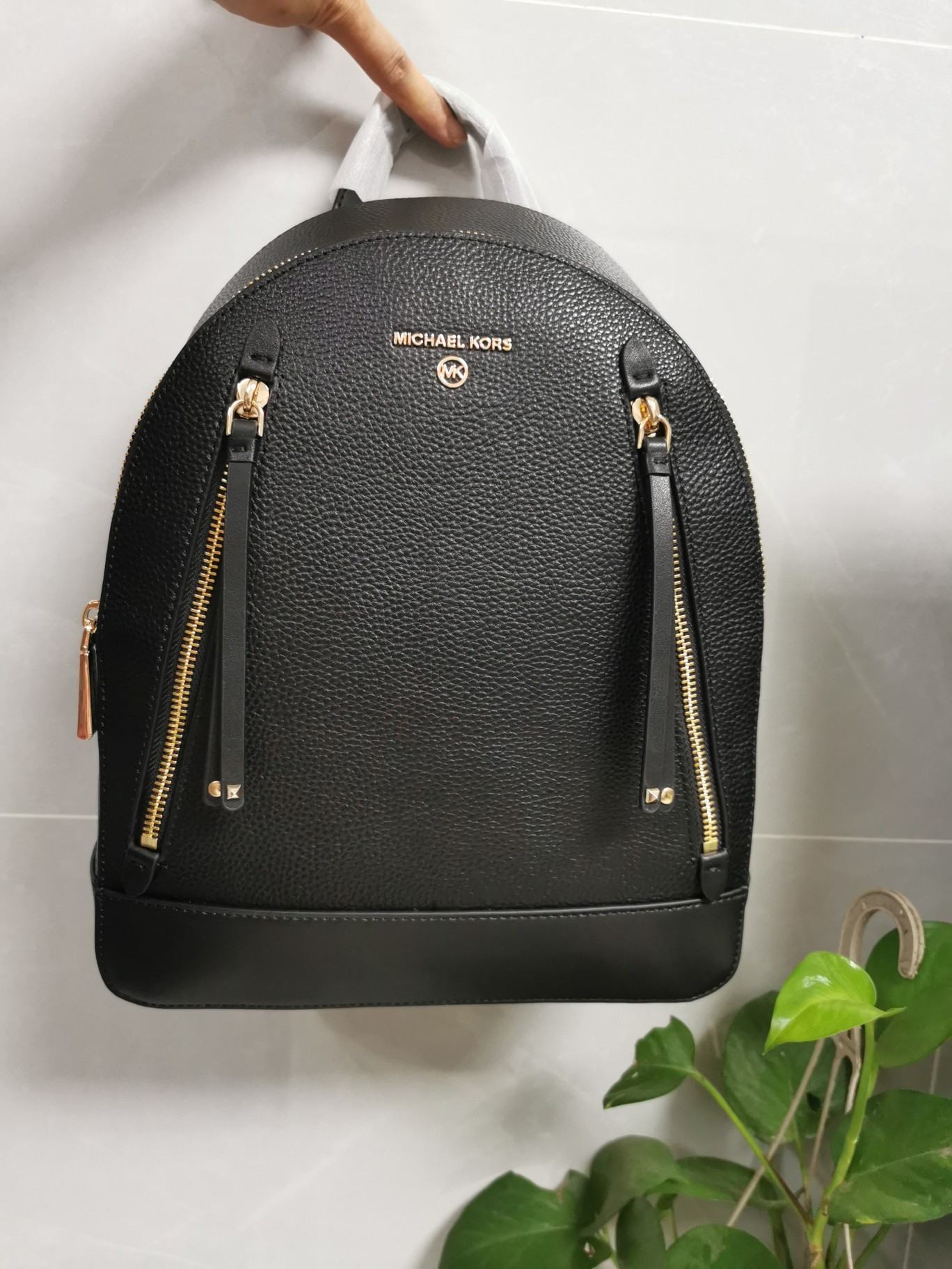 Michael Kors Mk纯原货小字母双肩包拼接女包 RHEA ZIP字母双肩包书包旅行包中号背包