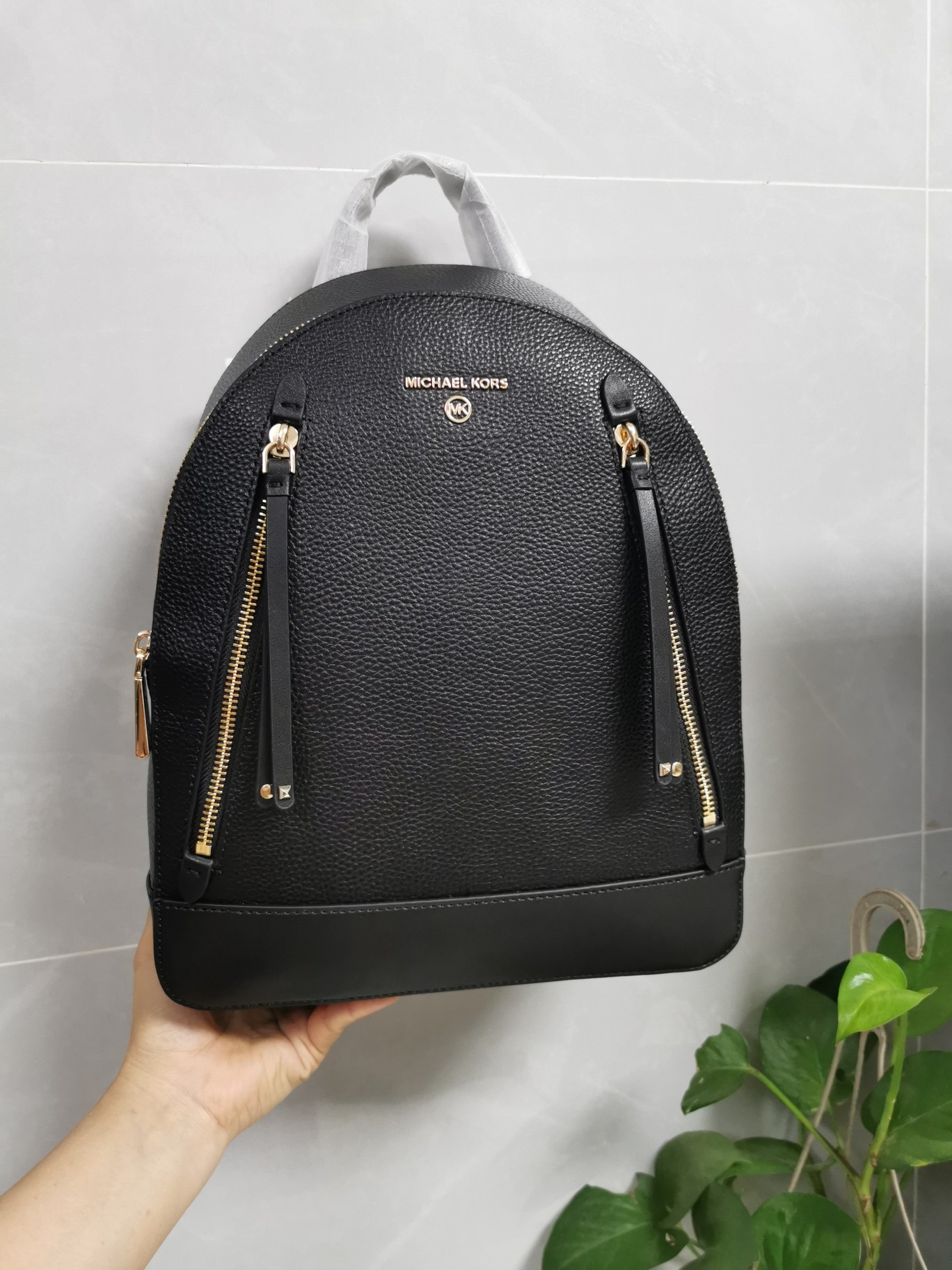 Michael Kors Mk纯原货小字母双肩包拼接女包 RHEA ZIP字母双肩包书包旅行包中号背包