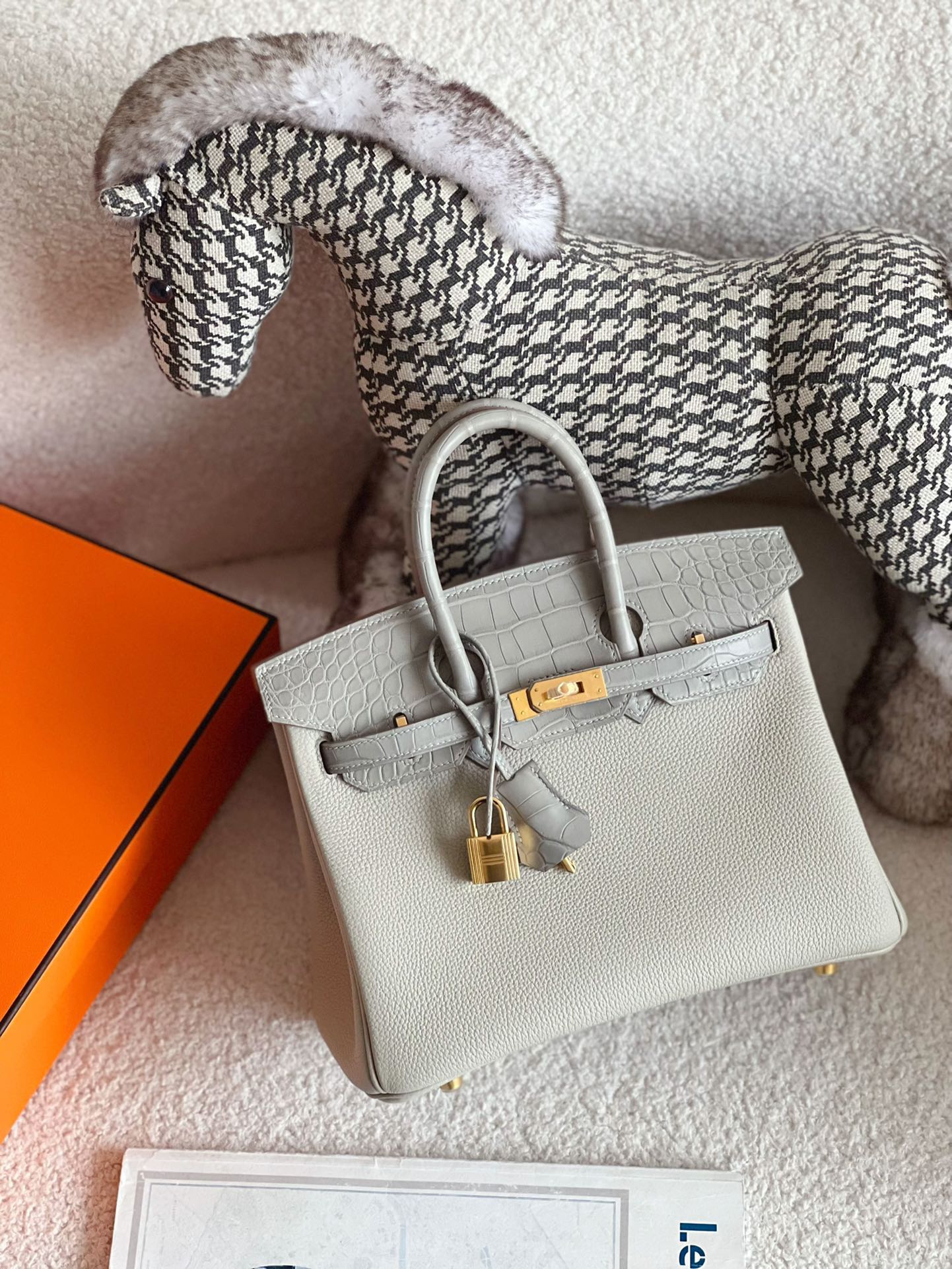 Buy Top High quality Replica
 Hermes Birkin Bags Handbags Grey Gold Hardware Crocodile Leather
